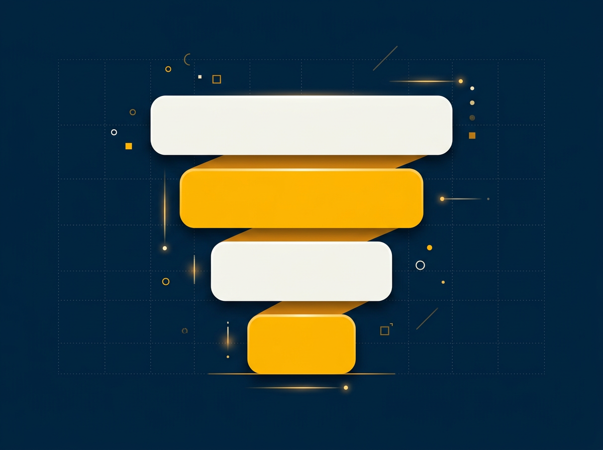 Funnel diagram in navy and amber showing National Merit Scholarship stages narrowing from entrants to commended students to semifinalists to finalists
